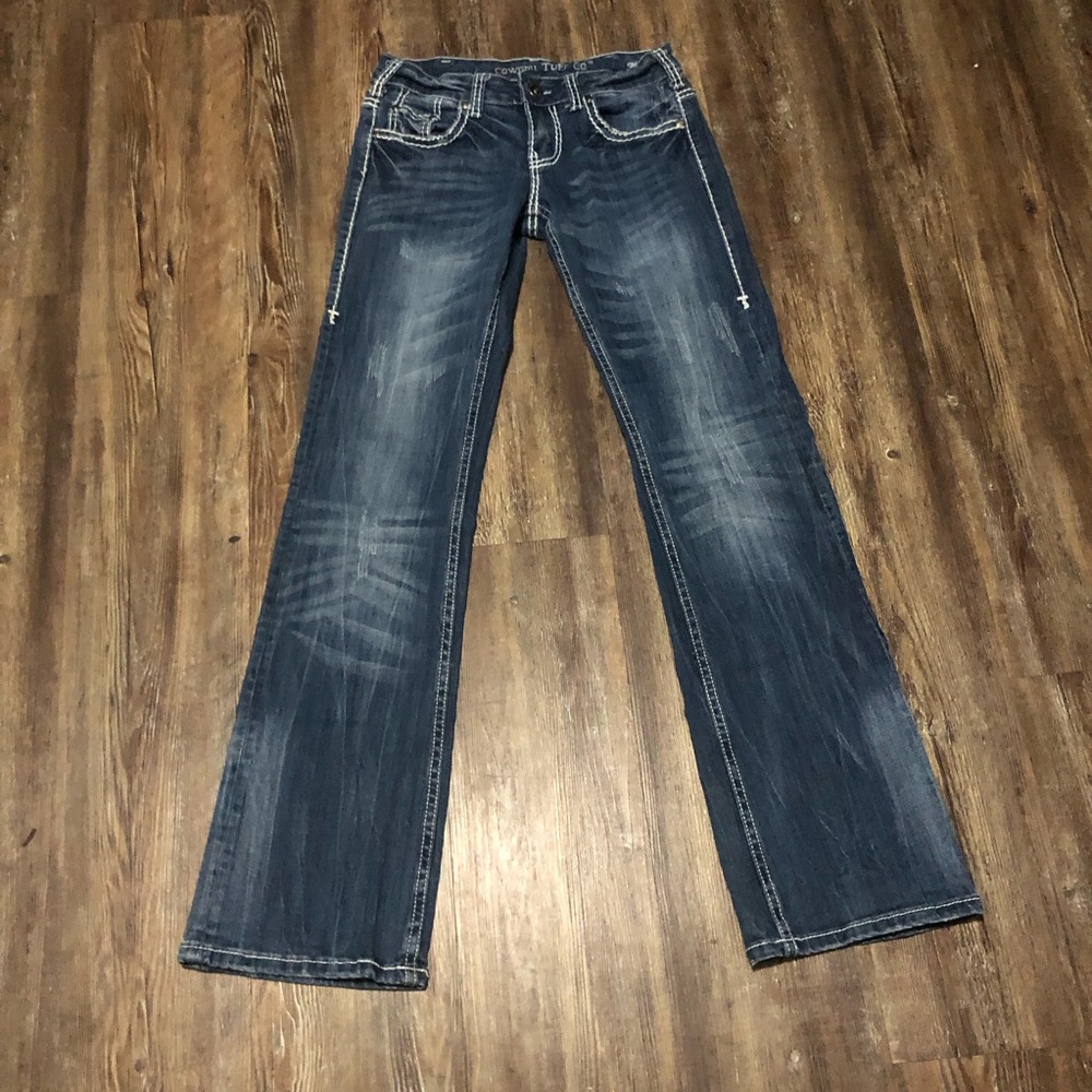 Cowgirl Tuff Women's Straight Leg Jeans - Dark Blue